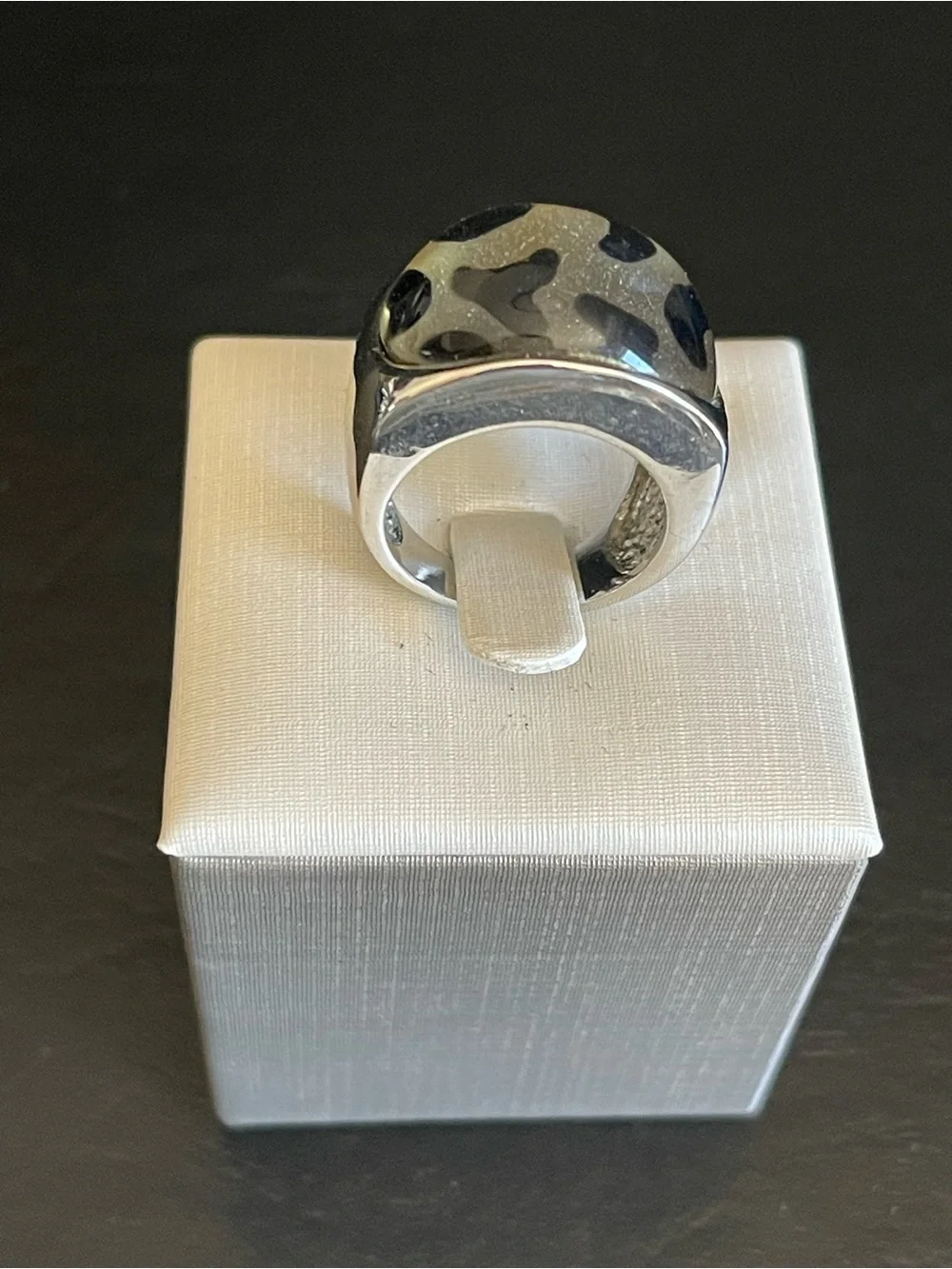 Vintage Leopard Print Dome Statement Ring .